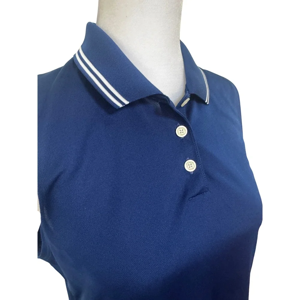Nike Golf Sleeveless Polo Shirt Women's Athletic Navy Blue White Trim Sz S‎